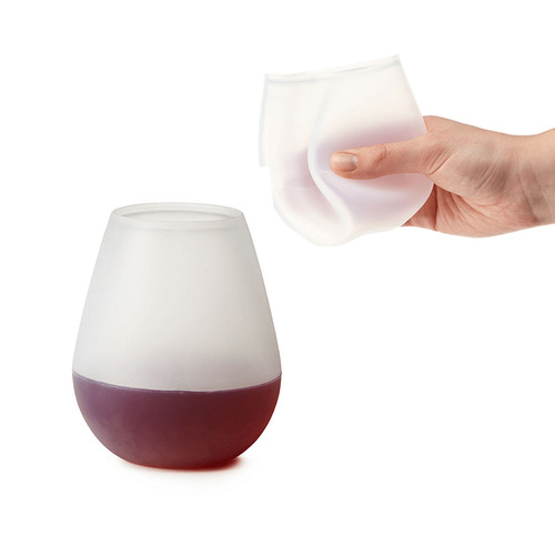 Set of 2 x Unbreakable Silicone Wonder Wine Glasses