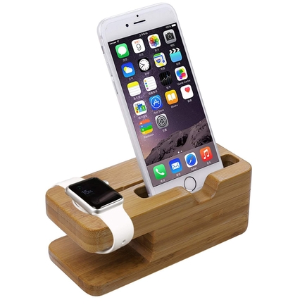 Apple Watch Bamboo Stand Charging Dock Station Stand Holder for Apple SmartWatch & iPhone