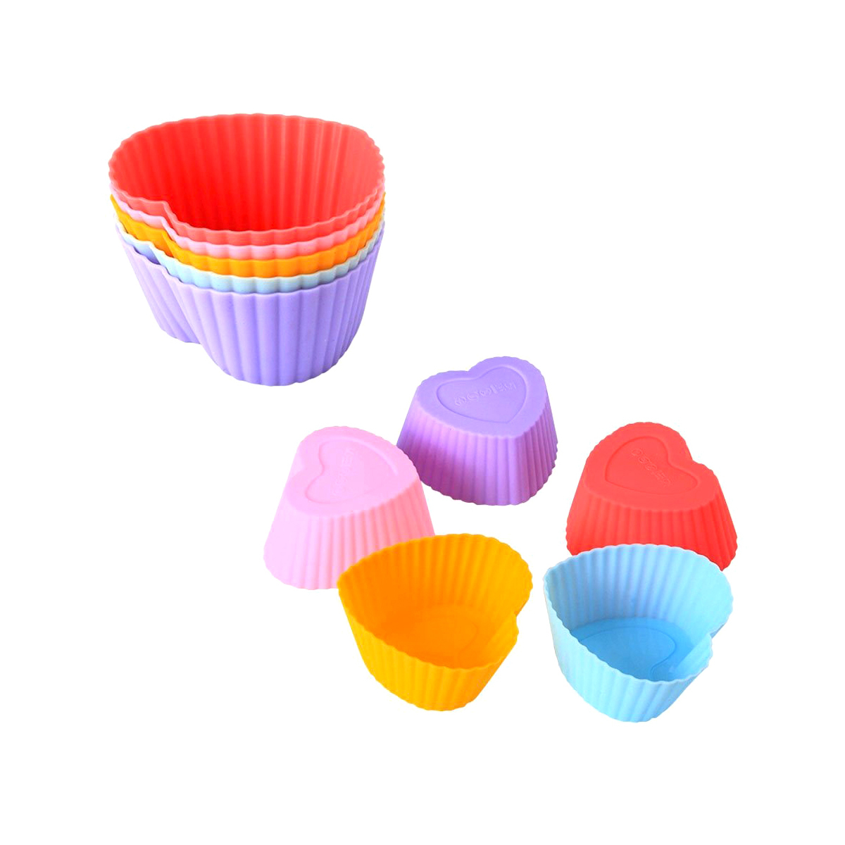 Silicone Cupcake Liners, 12 Pack 6 Colors Baking cups, Resuable and