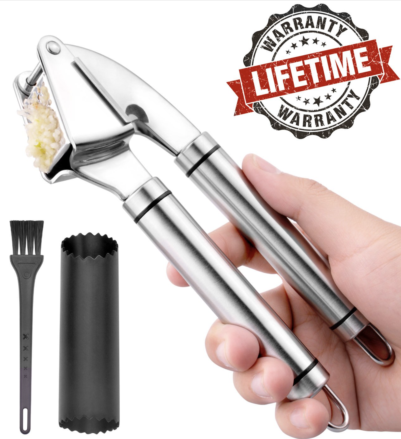 Stainless Steel Garlic Presser Kitchen Garlic Mincer and Peeler Set