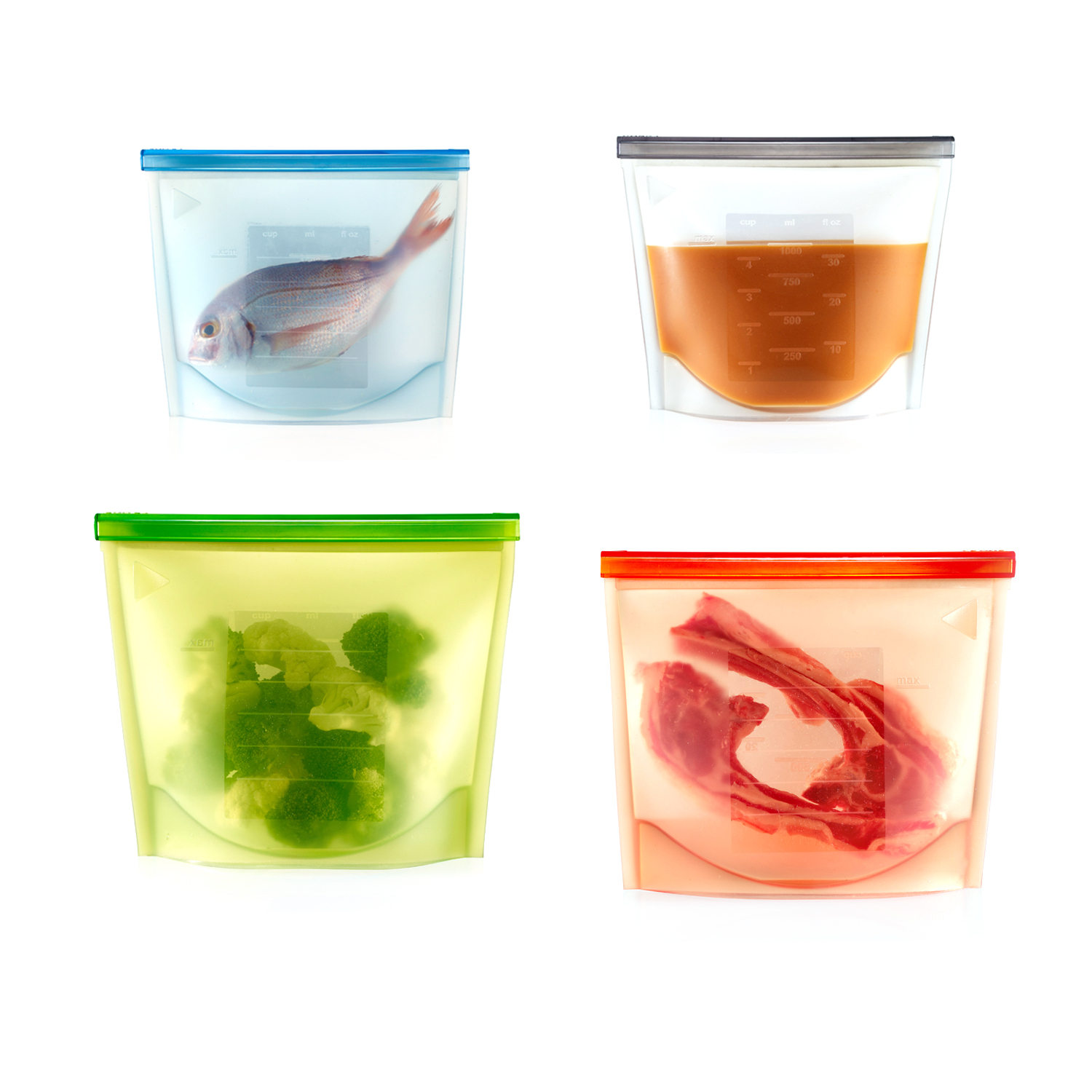 Pack of 2 Reusable Eco Friendly Silicone Resealable Microwave Freezer