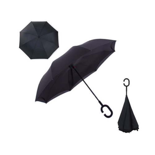 Windproof Double-Layered Hands Free Inverted Reverse Folding Upside-Down Umbrella