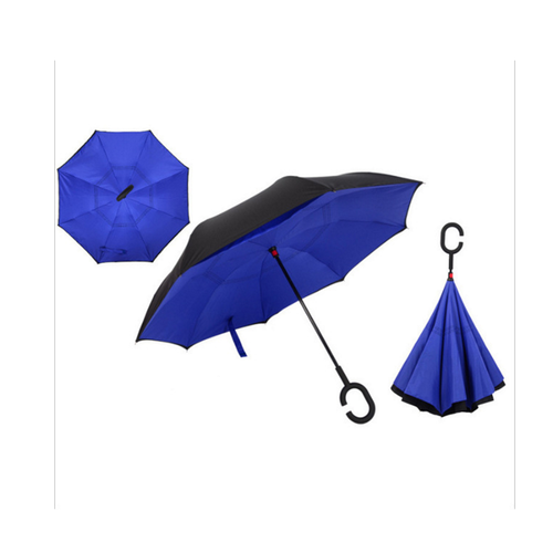 Windproof Double-Layered Hands Free Inverted Reverse Folding Upside-Down Umbrella