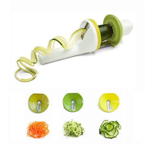 3 in 1 ABS Handheld Vegetable Roller Spiraling Spiral Slicer Blades Cutter Grater Tools