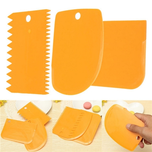 3Pcs Pastry Butter Dough Cake Cookie Scraper Decorating Cutter DIY Tools