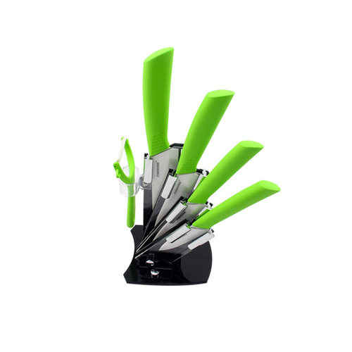 5 Piece Sharp-Chef Ceramic Knife Set Kitchen Cutler Block with Vegetable Peeler and with Storage Stand Holder