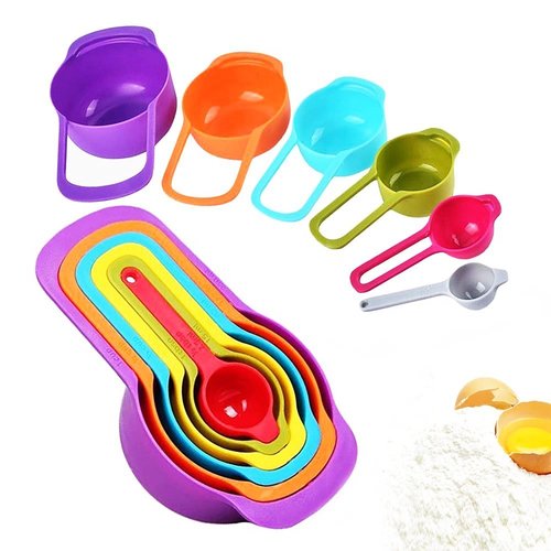 Colorful 6 Pieces Kitchen Measuring Spoons Measuring Cups Spoon Cup Baking Utensil Set Kit Measuring Tools