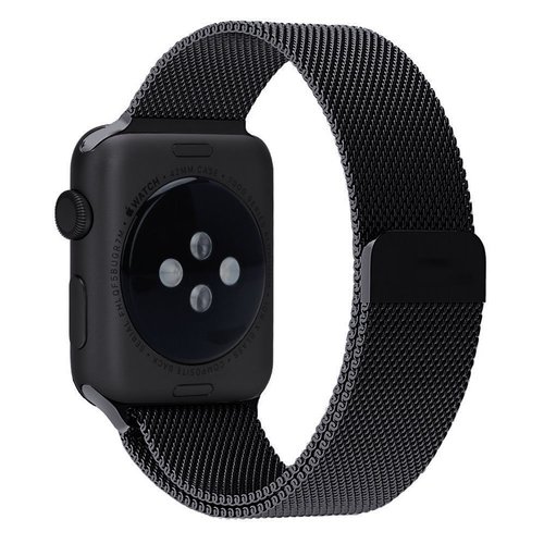 Apple Watch Band, Fully Magnetic Closure Clasp Mesh Loop Milanese Stainless Steel Bracelet Strap for Apple iWatch Sport & Edition 42mm - Black
