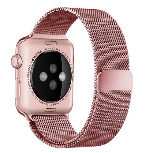 Apple Watch Band, Fully Magnetic Closure Clasp Mesh Loop Milanese Stainless Steel Bracelet Strap for Apple iWatch Sport & Edition 38mm - Rose Gold