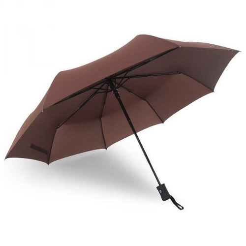 Travel Umbrella - Windproof, Reinforced Canopy, Ergonomic Handle, Auto Open/Close Brown