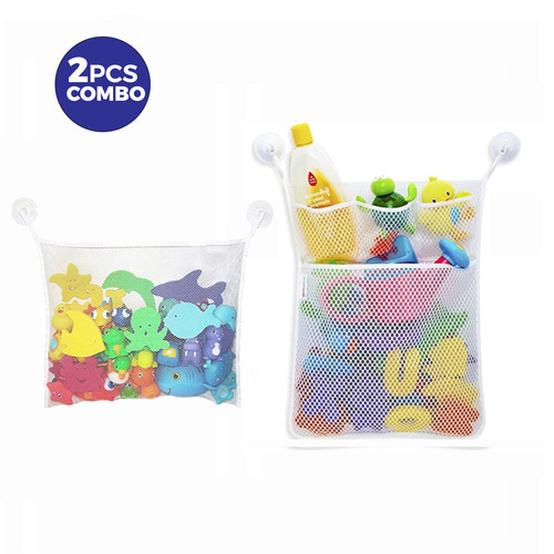 2 x Mesh Bath Toy Organizer + 4 Ultra Strong Hooks