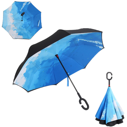 Double Layer Windproof UV Protection Reverse folding Umbrellas