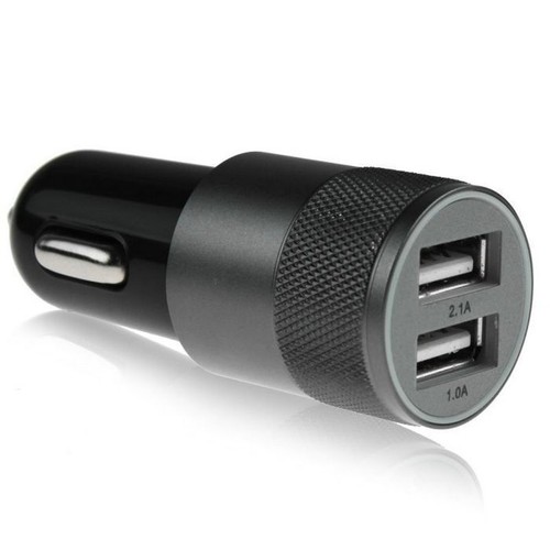 12v 2.1A 1.0A Aluminium 2-port USB Universal Car Charger for Normal Usb phone for iphone for samsung Black