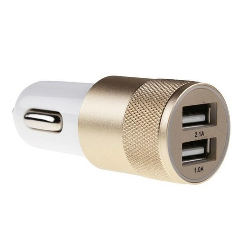 12v 2.1A 1.0A Aluminium 2-port USB Universal Car Charger for Normal Usb phone for iphone for samsung GOLD