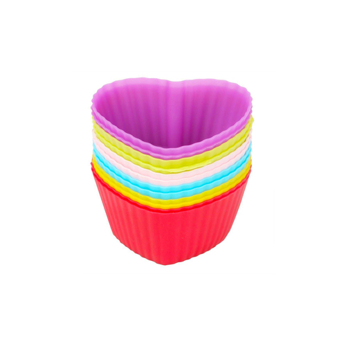 Silicone Cupcake Liners, 12 Pack 6 Colors Baking cups, Resuable and Nonstick Muffin Holder, Standard Size Cake Molds