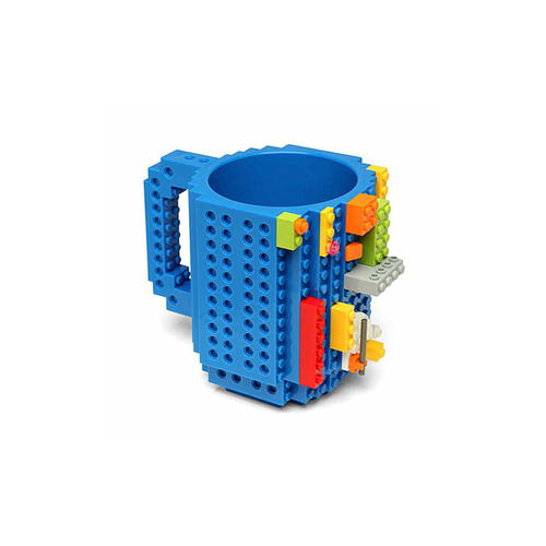 DIY Building On Brick Lego Block Style BPA Free Coffee Cup Drinking Mug - Blue