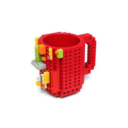DIY Building On Brick Lego Block Style BPA Free Coffee Cup Drinking Mug - Red
