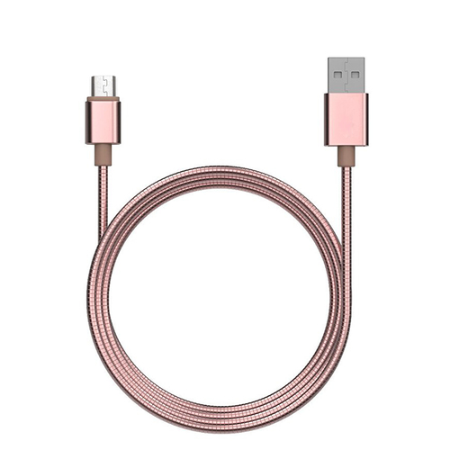 1m Flexible Metal Micro USB Charge & Sync Fast Charging Cable Compatible with Samsung / Androids (Rose Gold)