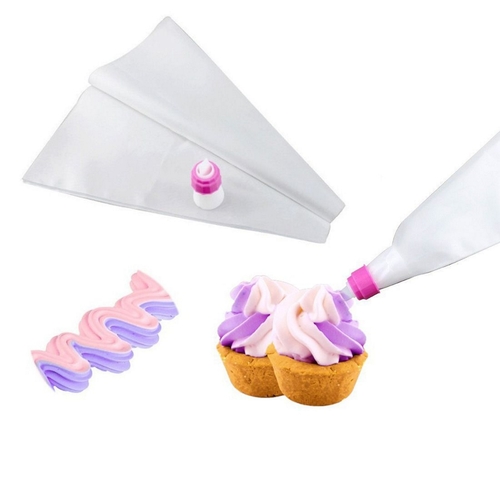 Two-Color Cake Icing Piping Cream Pastry Decorating bags with Pastry Converter Bakeware Tools