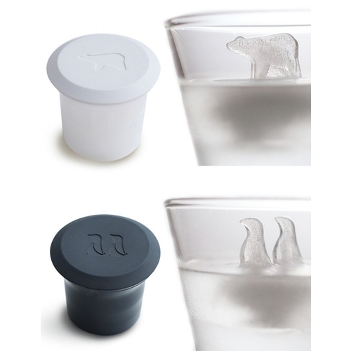 Polar Bear and Penguin Shape Ice Cube Moulds Animals Novelty Design Polar Ice moulds for Drink Silicone Ice Cube Trays with Cover