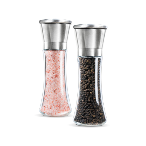 Premium Stainless Steel Salt and Pepper Grinder Set of 2- Brushed Stainless Steel Pepper Mill and Salt Mill