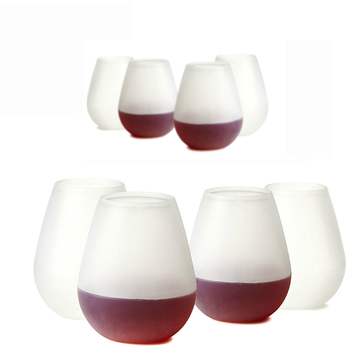 Party Bundle Saver Pack of  8 Unbreakable Wine Glasses Made BPA Free Shatterproof Silicone