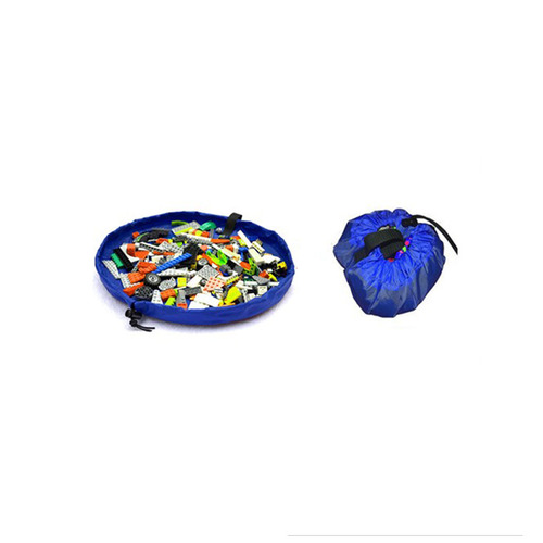 2 in 1 Portable Kids Toys Storage Bag & Play Mat Toy Organize Diameter Around 18inch(Blue)