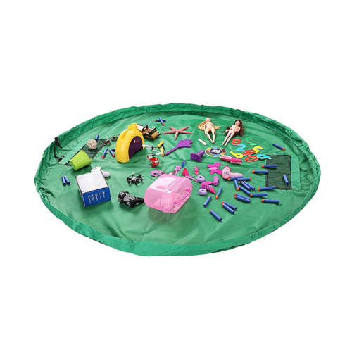2 in 1 Portable Kids Toys Storage Bag & Play Mat Toy Organize Diameter Around 18inch(Green)
