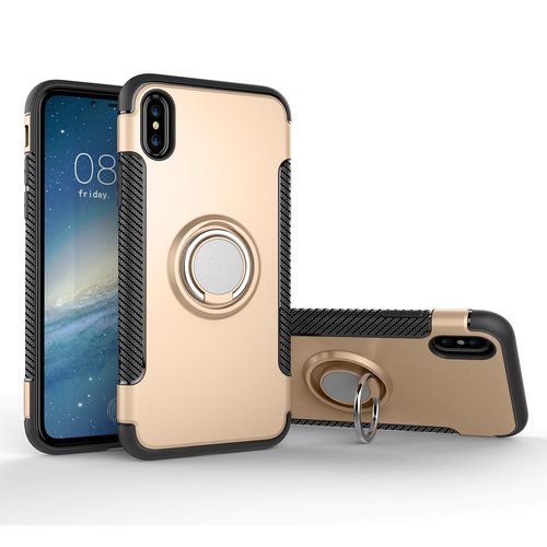 Best iPhone 7/8 4.7 inch Armour Case with Magnetic 360 Degree Rotation Ring Holder Protection Cover (Gold)