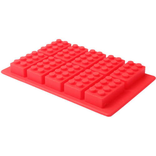 Silicone Lego Shape Ice Block Mould Baking Tray Chocolate Lolly Maker - Red