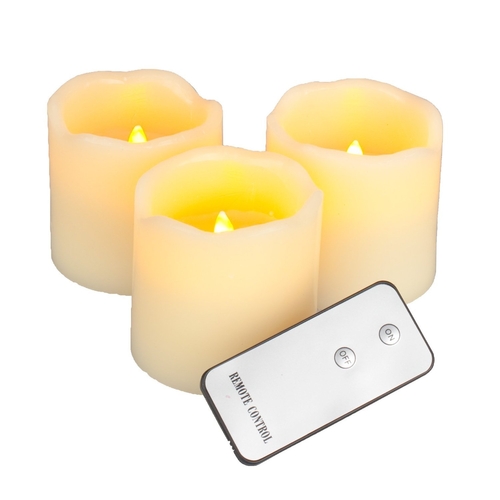 3 x LED Wireless Remote Controlled Flameless Wax Candles