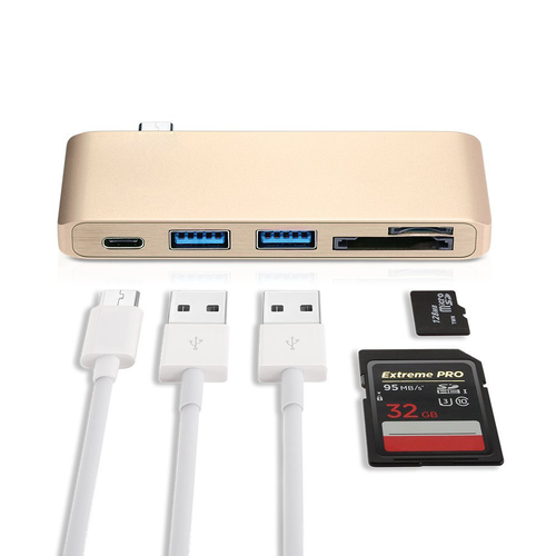 Type-C USB 3.0 3 in 1 Hub - Passthrough USBC Combo Charging Hub for MacBook