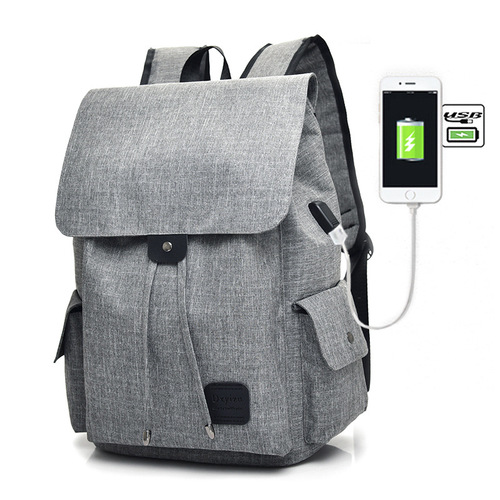 Casual Tech2Go - Durable Polyester Laptop Backpack Travel Work School Bag with USB Charging Port - Gray