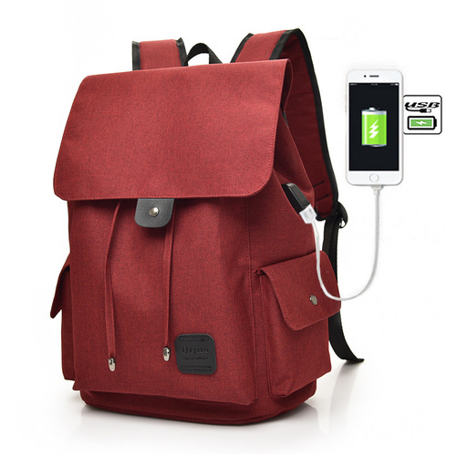Casual Tech2Go - Durable Polyester Laptop Backpack Travel Work School Bag with USB Charging Port - Red