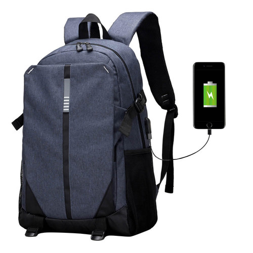 Ultra Smart Tech2Go Rechargable Large Capacity Laptop Bag anvas Backpack with USB Charging Port - Blue