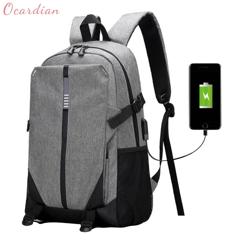 Ultra Smart Tech2Go Rechargable Large Capacity Laptop Bag anvas Backpack with USB Charging Port - Gray