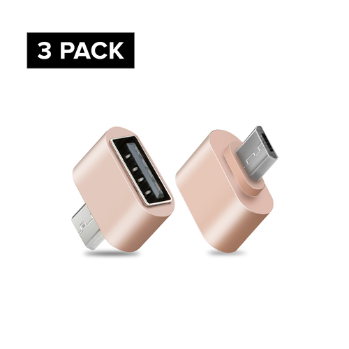 3 Pack Micro USB Male to USB Female Cable Adapter For Samsung Android Smarphonephone Tablet (Rose gold)